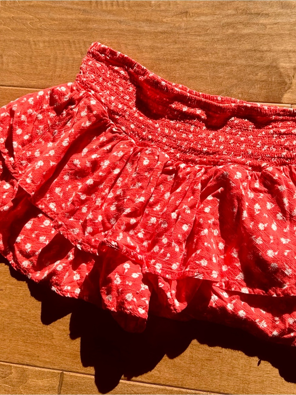 art class Red Ruffled Floral Skirt
